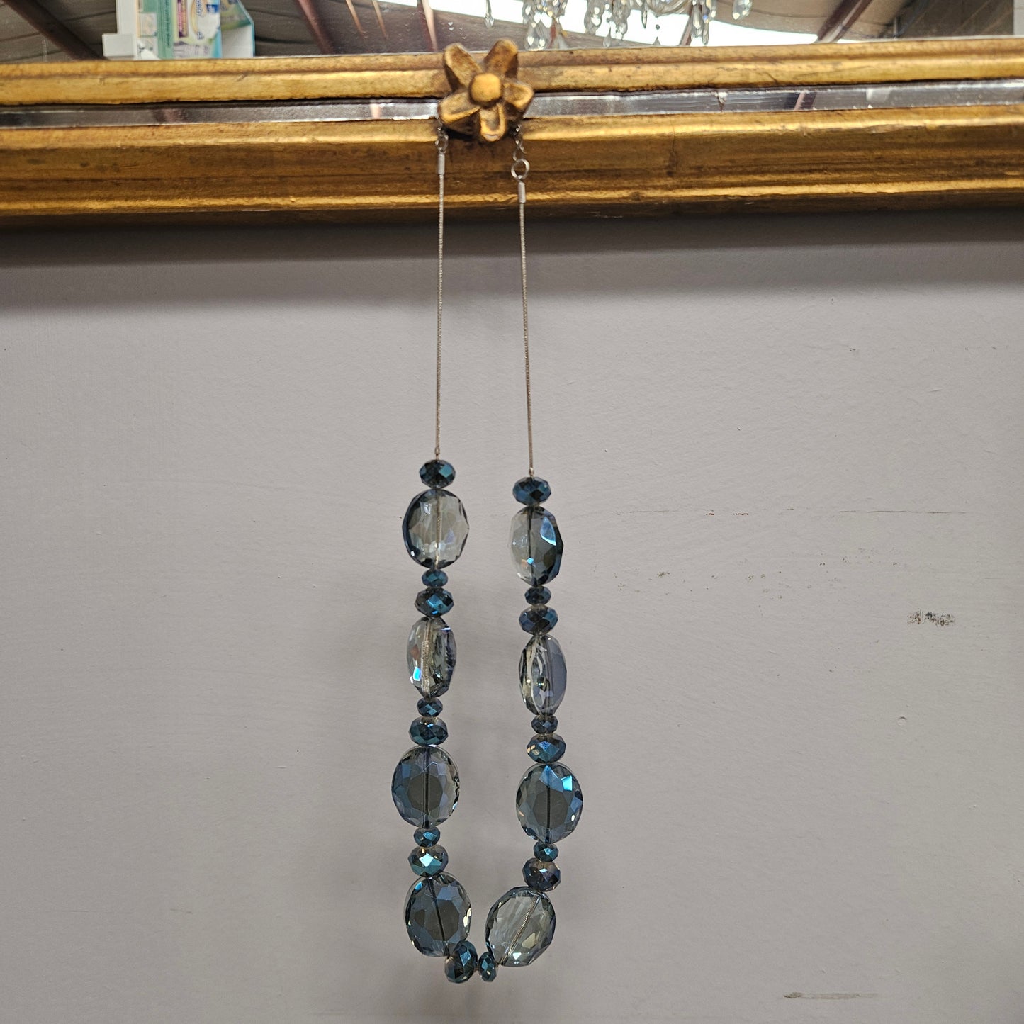 Vintage Blue Cut Crystal Bead Necklace
