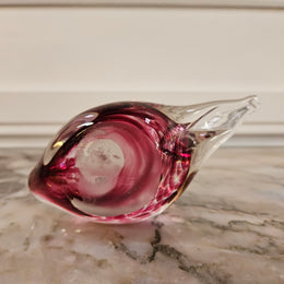 Stunning Vintage Deep Cranberry Murano Glass Sommerso Swan