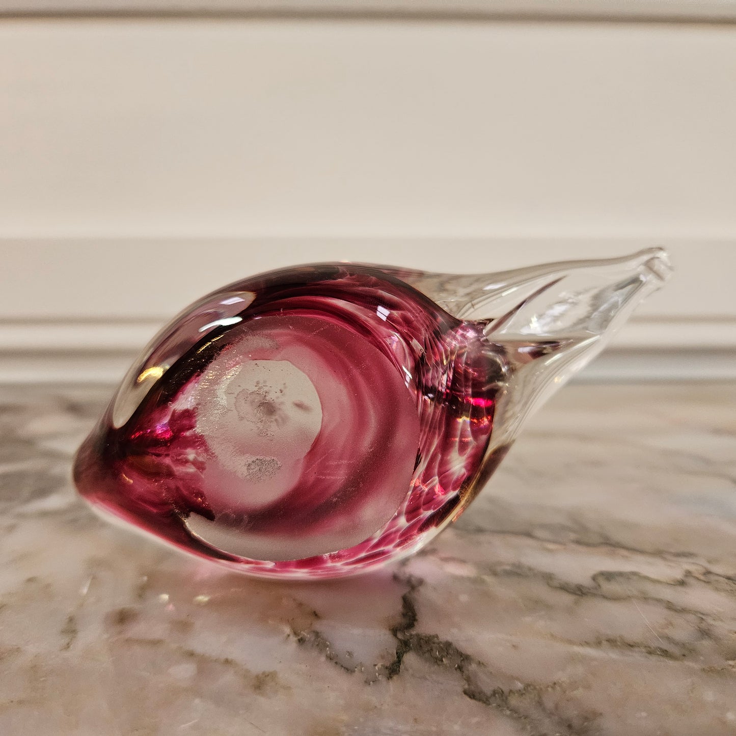 Stunning Vintage Deep Cranberry Murano Glass Sommerso Swan