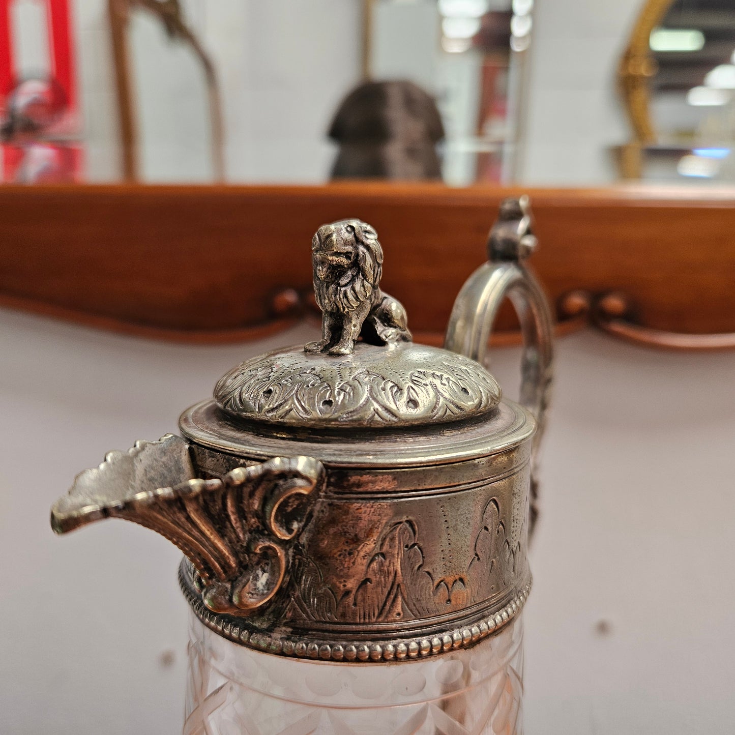 Superb Edwardian Crystal & Silver Plate Claret Jug