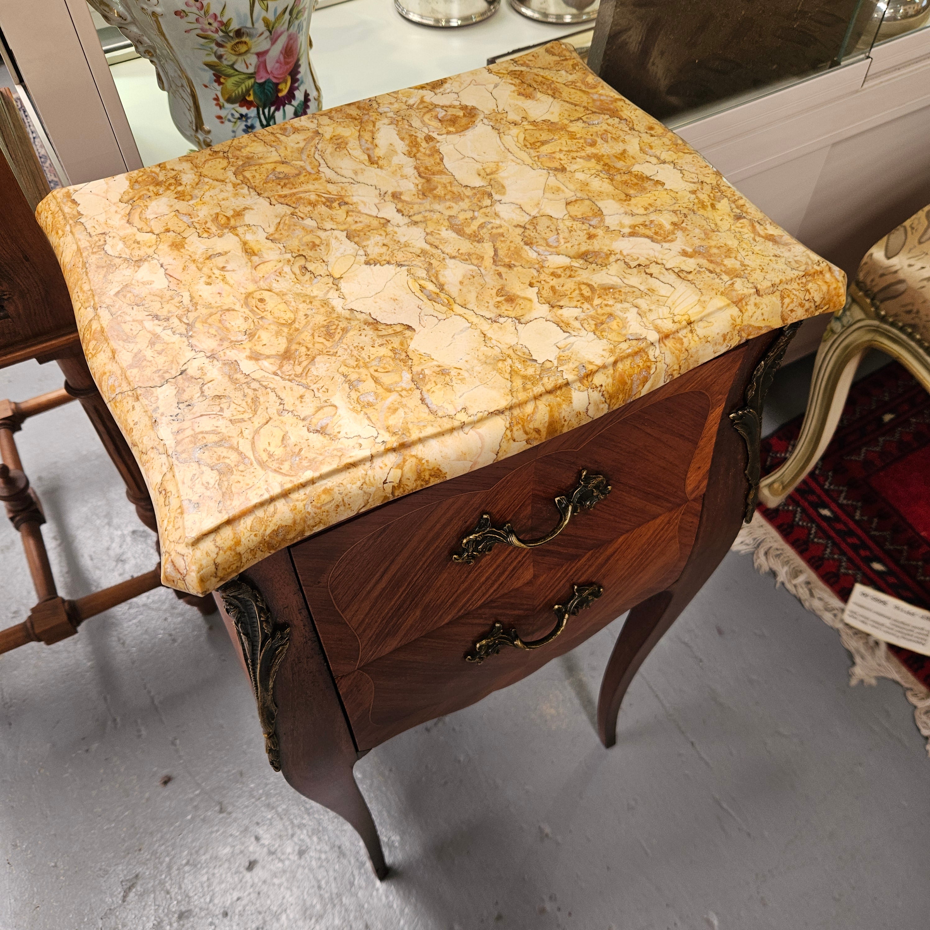 Louis XV Style Marble Top Bedside Table | Antique & Vintage | Moonee Ponds Antiques | Australia Wide Delivery