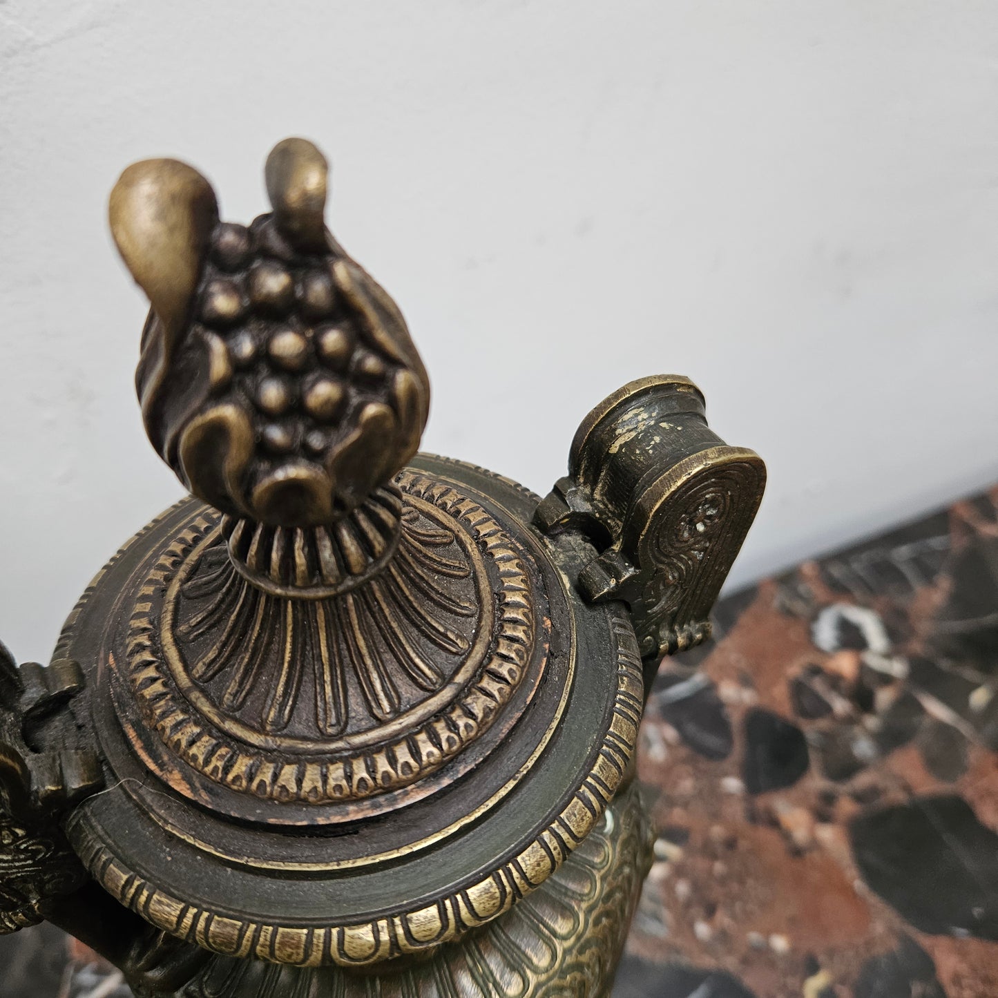 Victorian Bronze Urn On Ceramic Base