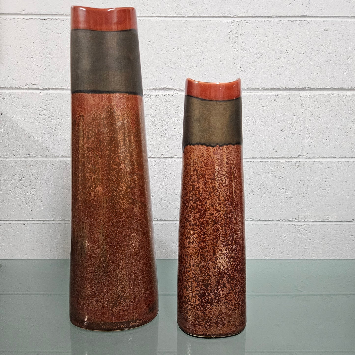 Pair of Tall Pottery Hand Made Vases