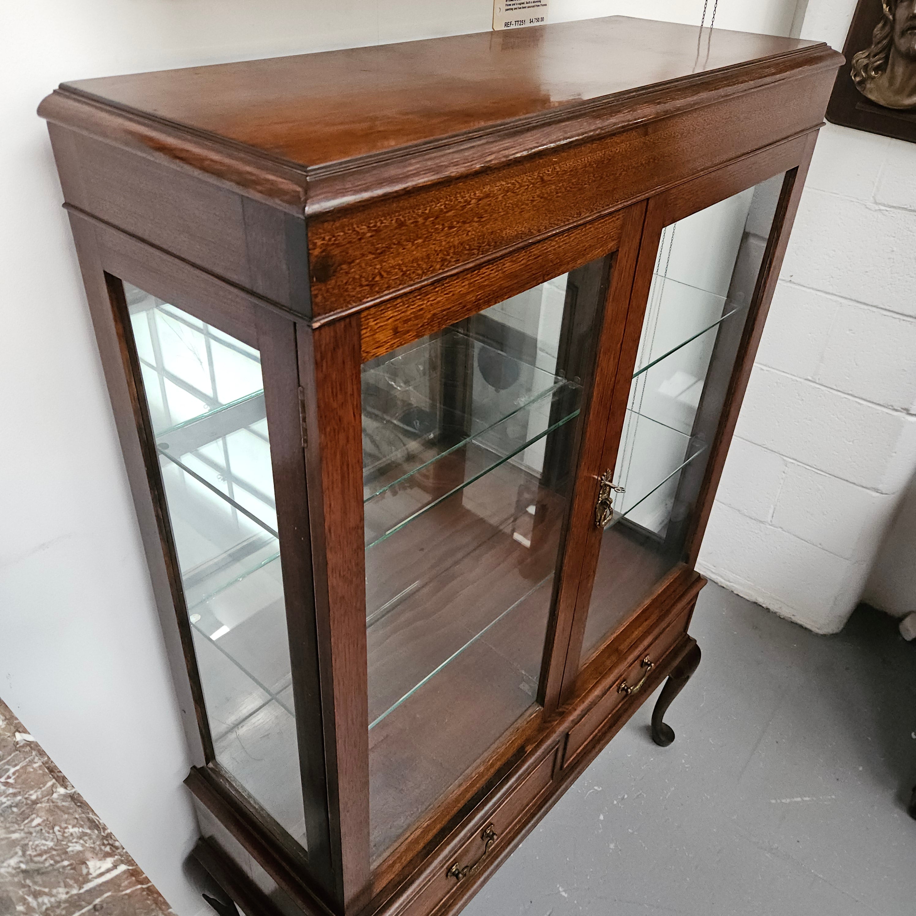 Two Door Display Cabinet With Two Drawers | Antique & Vintage | Moonee Ponds Antiques | Australia Wide Delivery