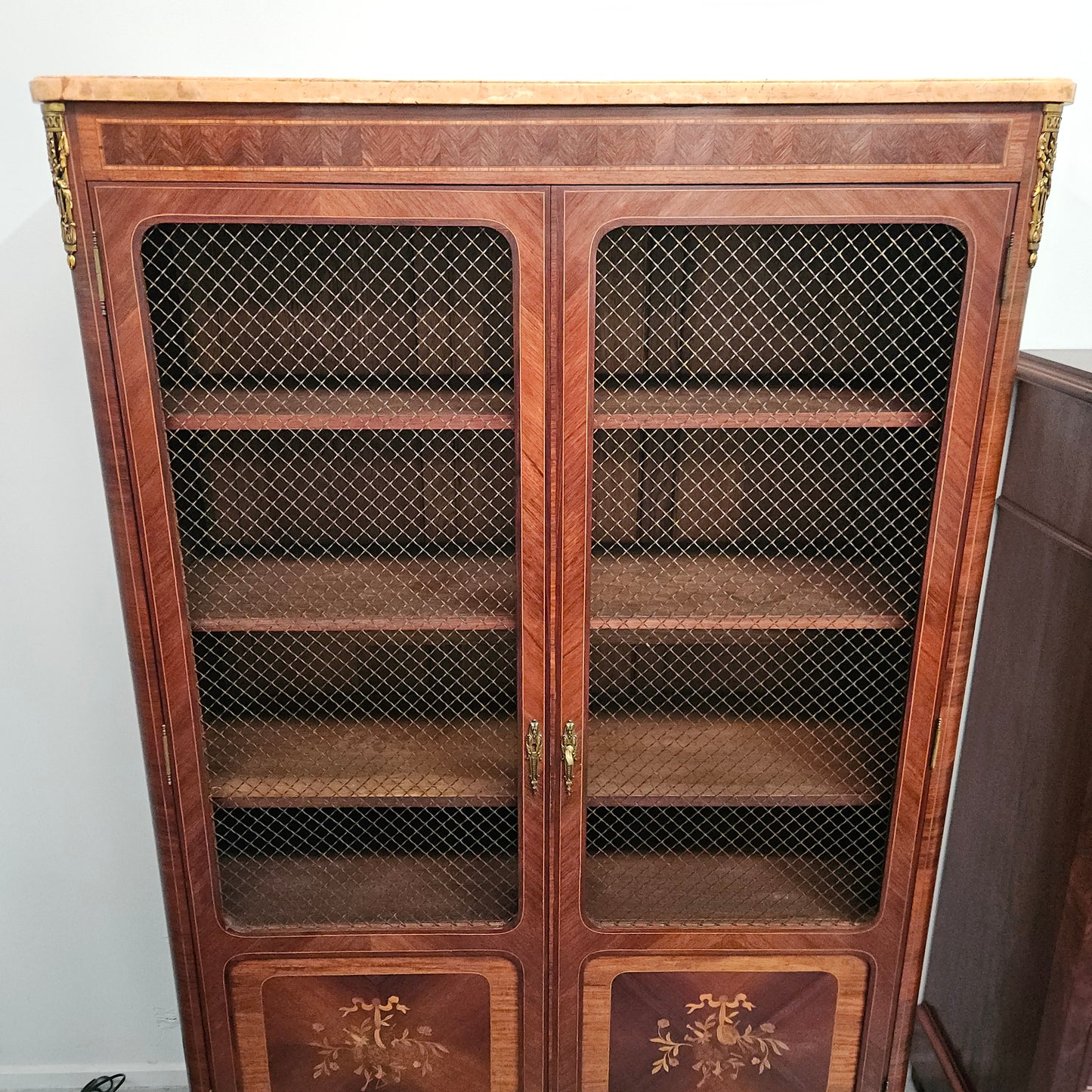 Antique Louis XVI Style French Inlaid Kingwood Bookcase