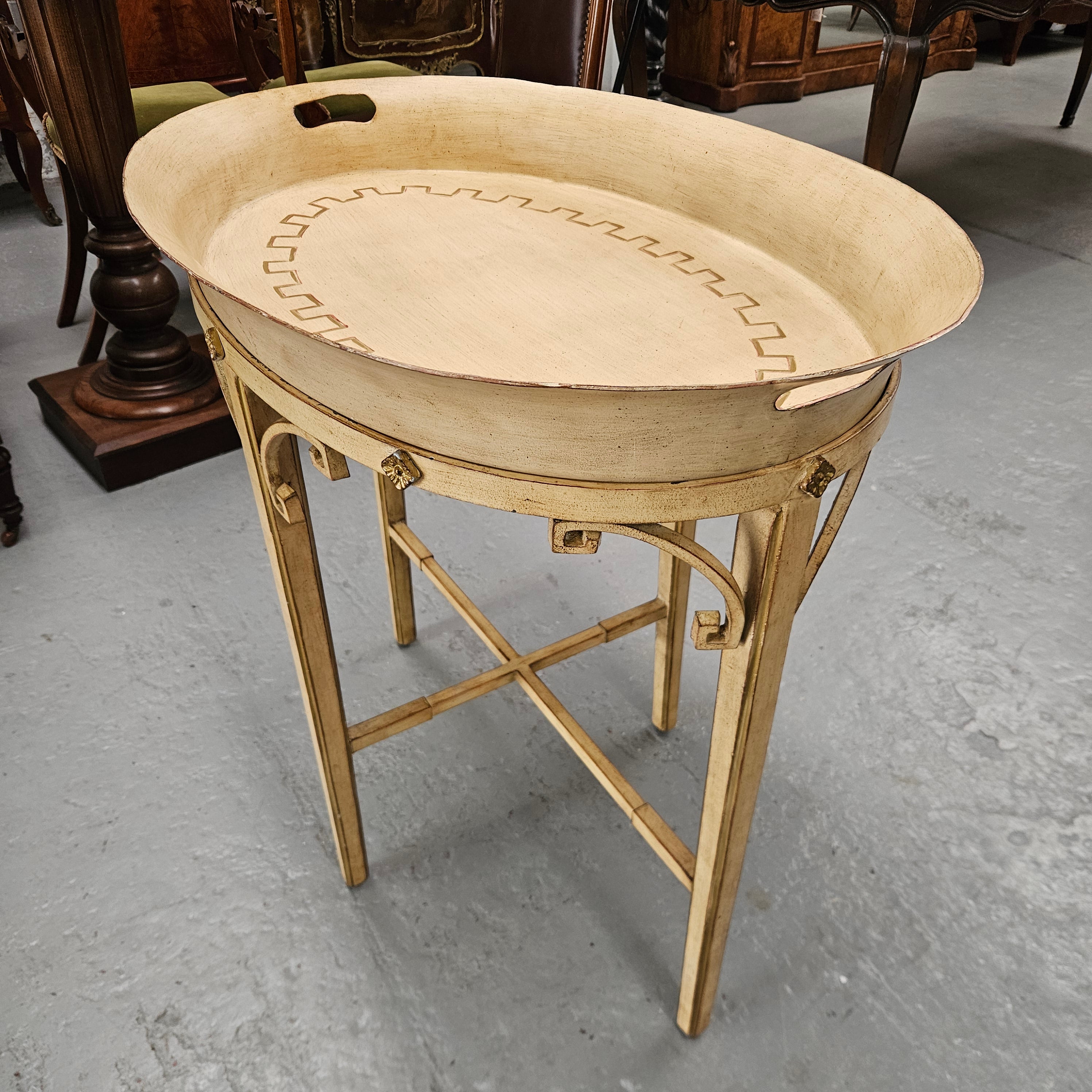 Vintage Gilt Metal & Hand Painted Drinks Serving Table | Antique & Vintage | Moonee Ponds Antiques | Australia Wide