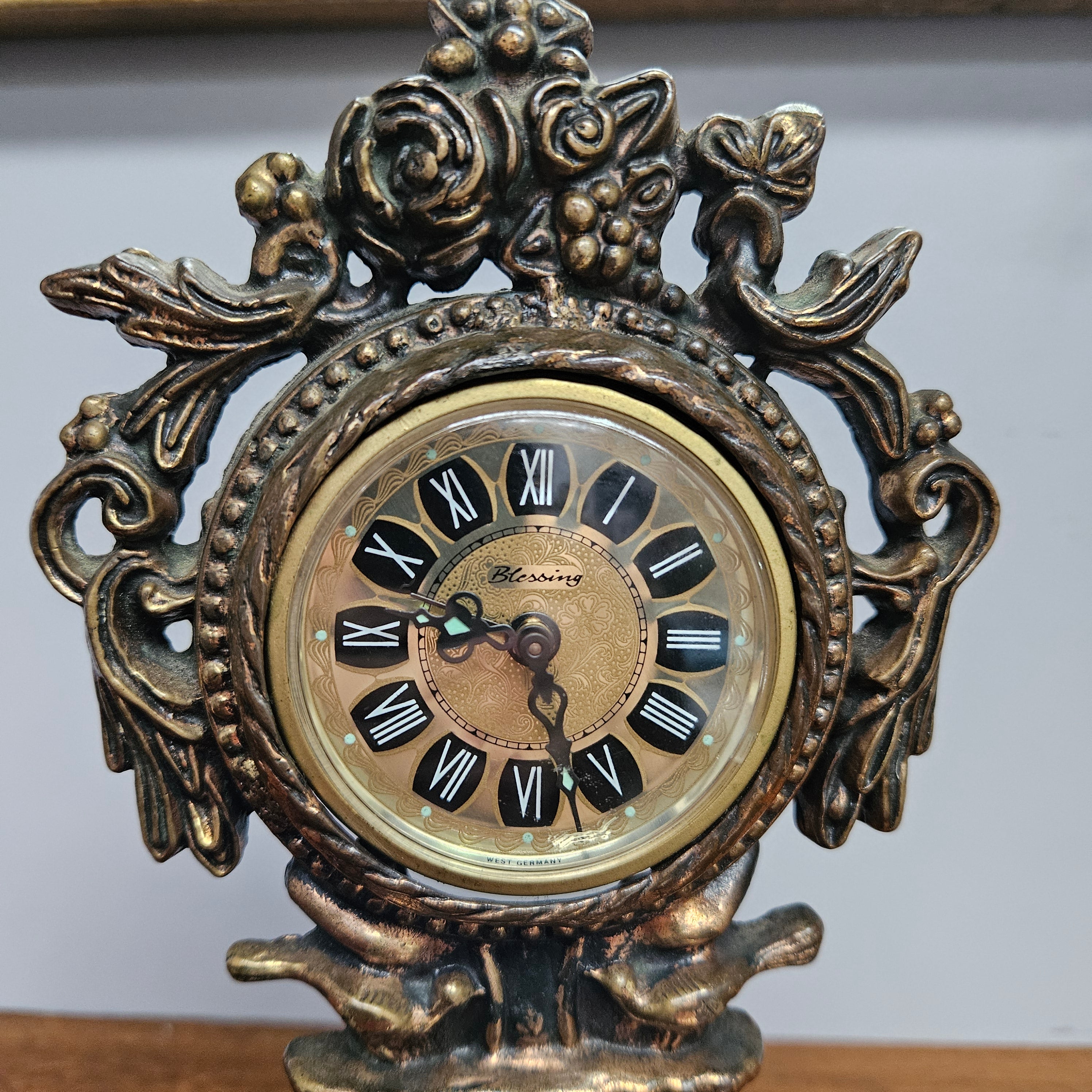 Vintage Cast Copper Mantle/Desk Clock | Antique & Vintage | Moonee Ponds Antiques | Australia Wide