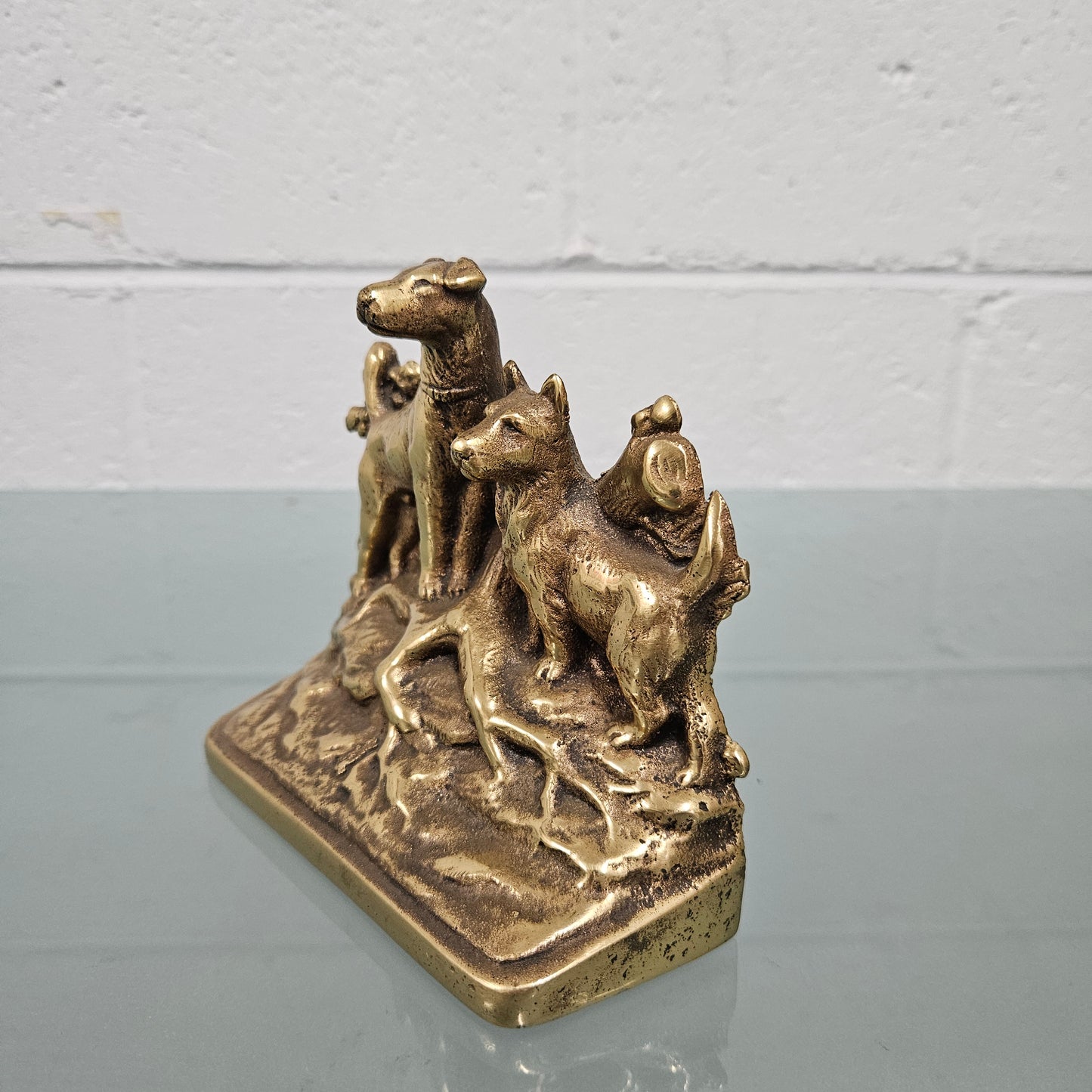 Vintage Brass Dogs Bookend