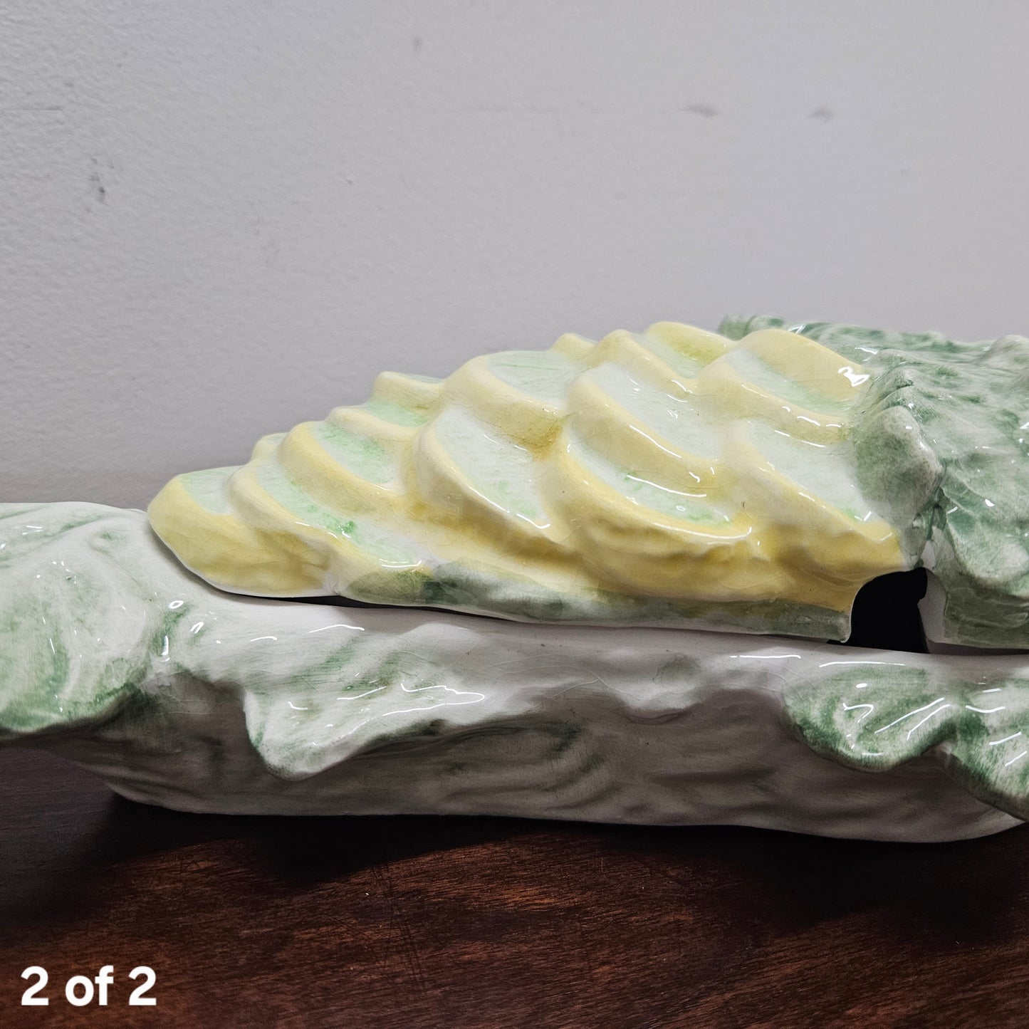 Vintage Italian Hand painted Majolica Fish Covered Dish