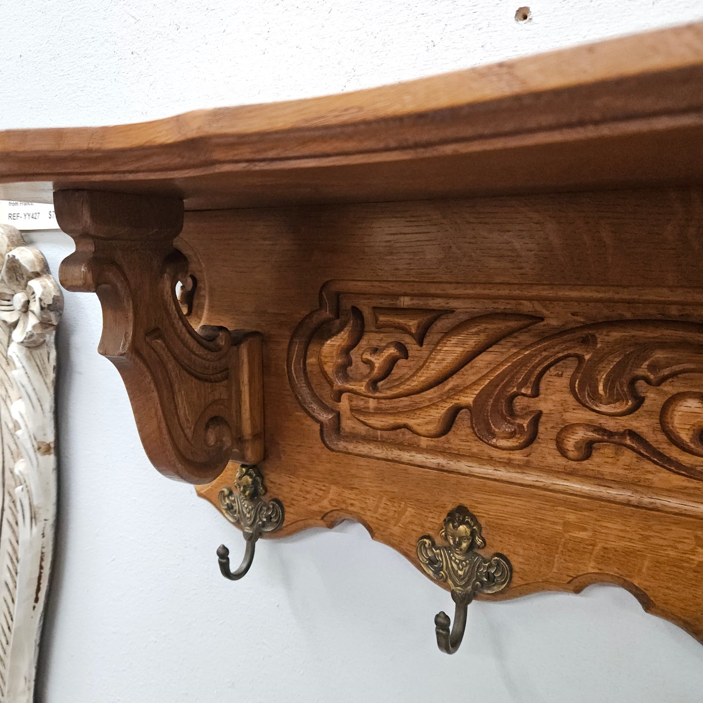 French Oak Wall Carved Coat/Hat Rack