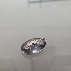 SIAM Silver Metal Vintage Black Enamel Niello Dancer Pendant | Antique & Vintage | Moonee Ponds Antiques | Australia Wide Delivery