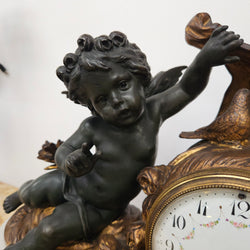 French Cherub Gilt & Marble Mantle Clock | Antique & Vintage | Moonee Ponds Antiques | Australia Wide Delivery