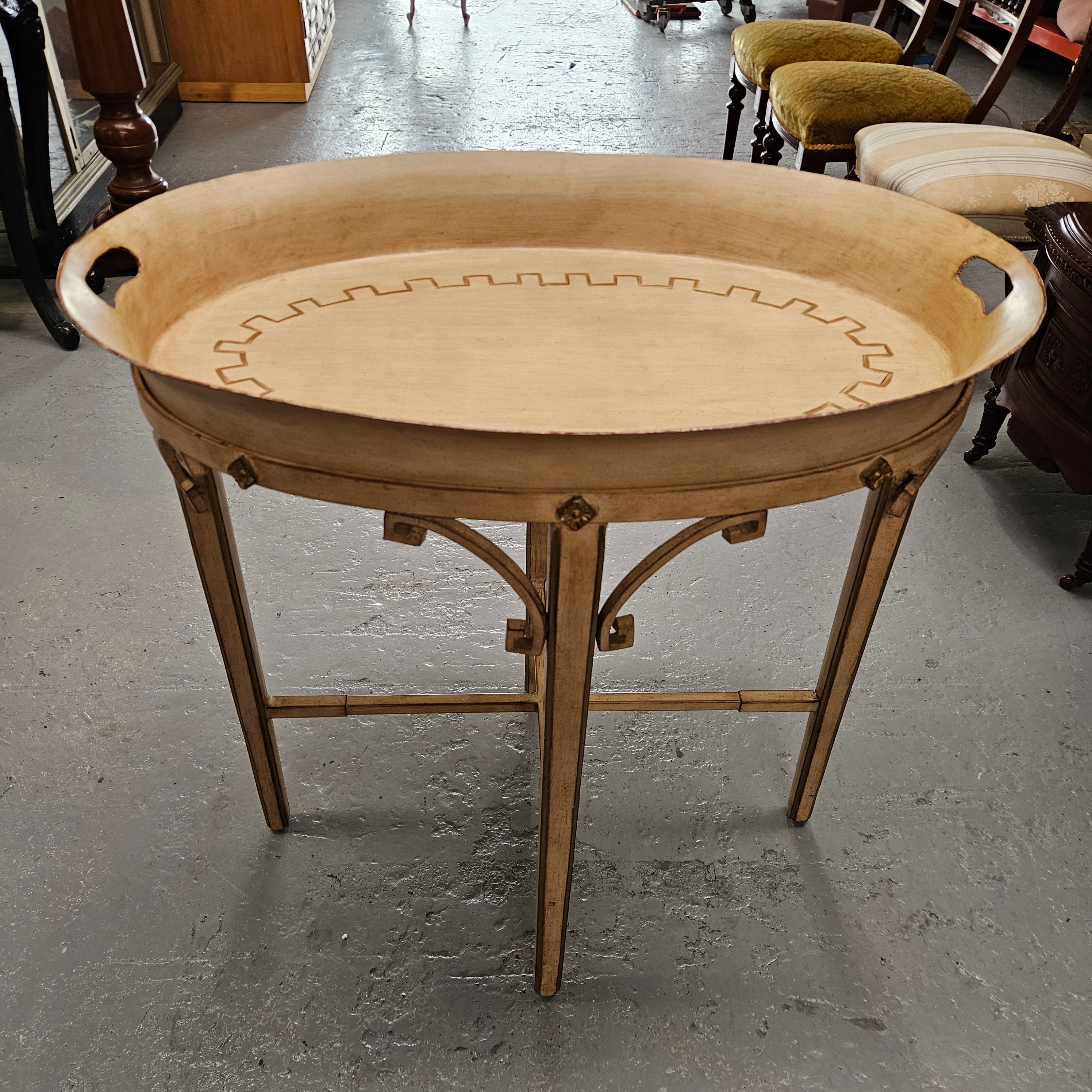 Vintage Gilt Metal & Hand Painted Drinks Serving Table | Antique & Vintage | Moonee Ponds Antiques | Australia Wide