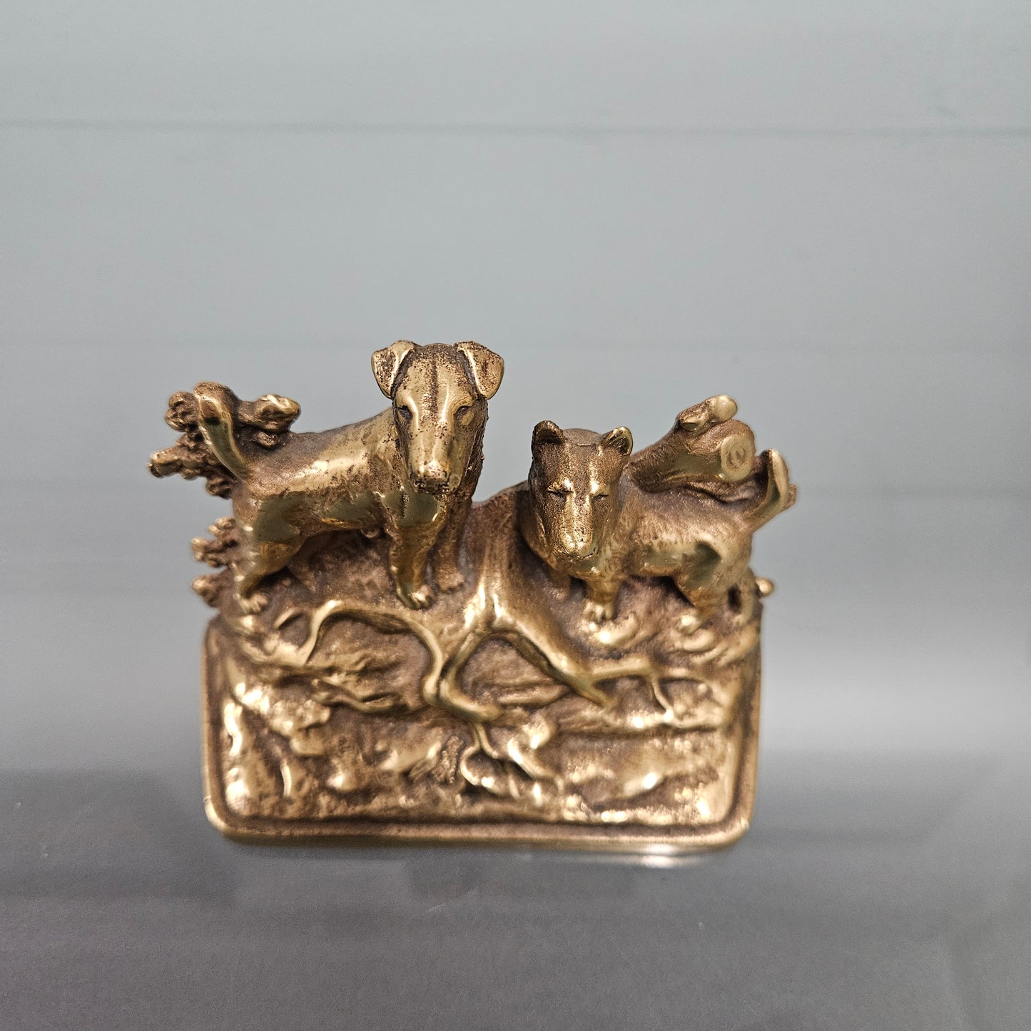 Vintage Brass Dogs Bookend