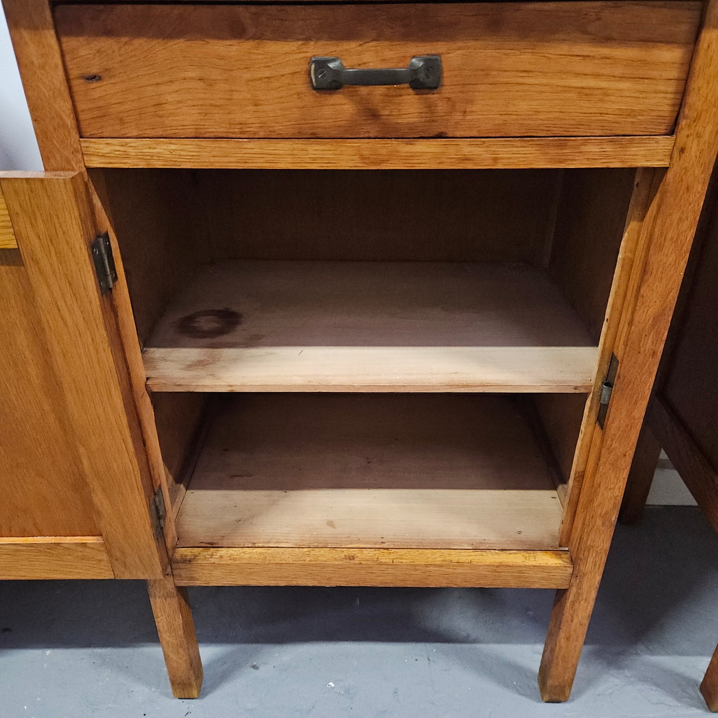 Oak Marble Top Side Cabinet With Drawer