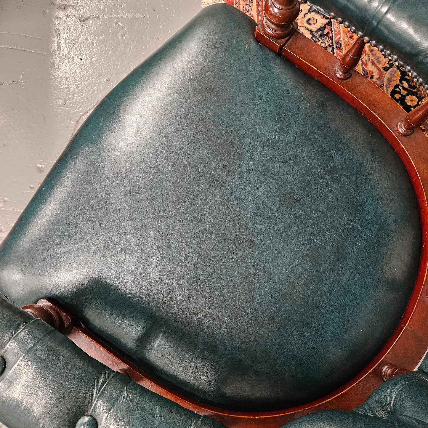 Antique Mahogany Leather Upholstered Captain / Office Chair