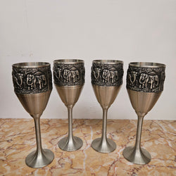 Vintage Pewter Elephants Goblets Set of Four | Antique & Vintage | Moonee Ponds Antiques | Australia Wide Delivery