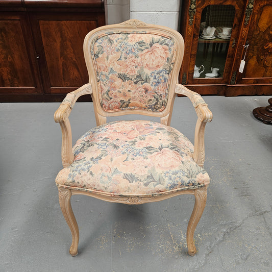 Vintage Whitewash Provincial Style Armchair