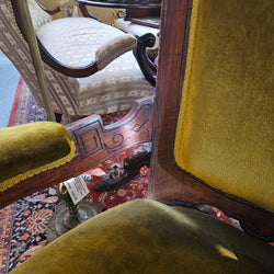 Edwardian Carved/Velvet Mahogany Armchair