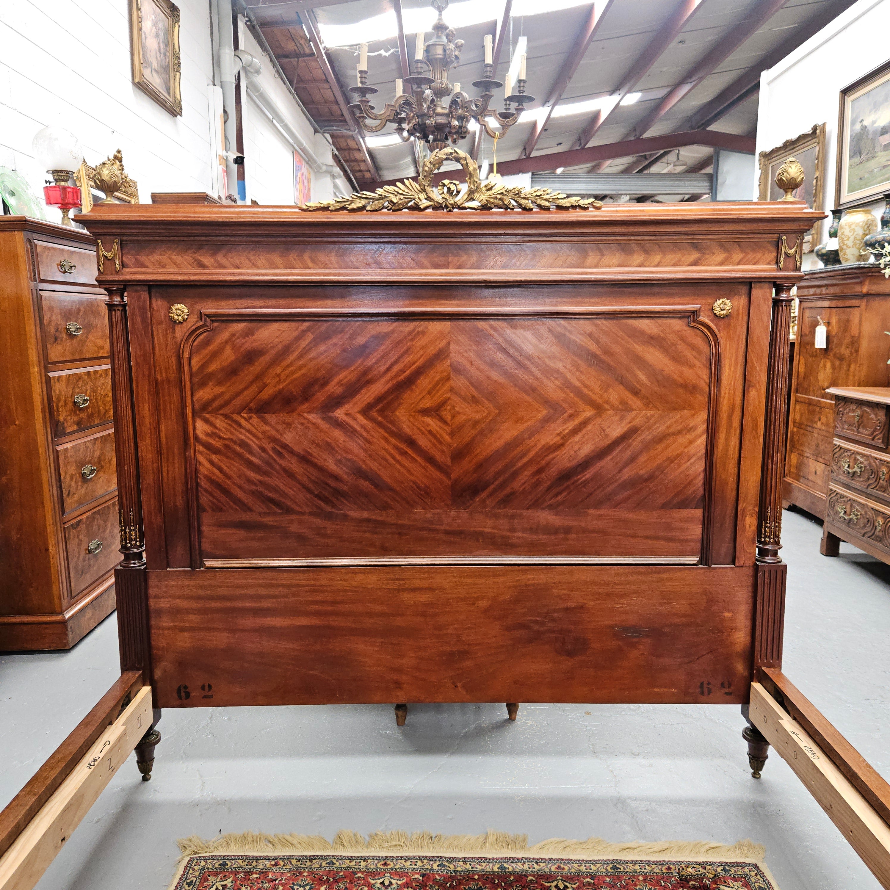 French Louis XVI Style Mahogany Queen Size Bed | Antique & Vintage | Moonee Ponds Antiques | Australia Wide Delivery