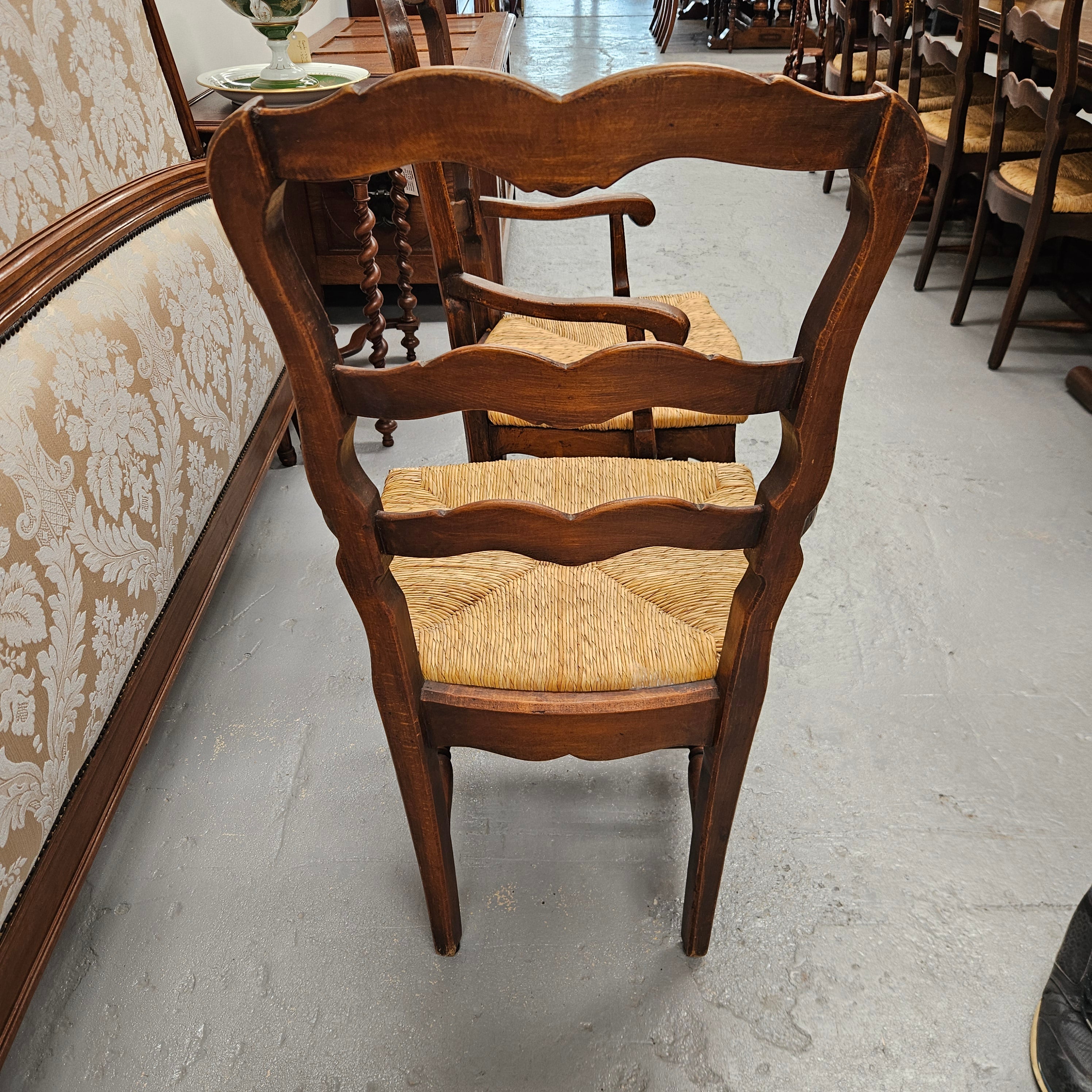 Set of Ten French Oak Rush Seats 8 Dining Chairs & 2 Carvers | Antique & Vintage | Moonee Ponds Antiques | Australia Wide Delivery