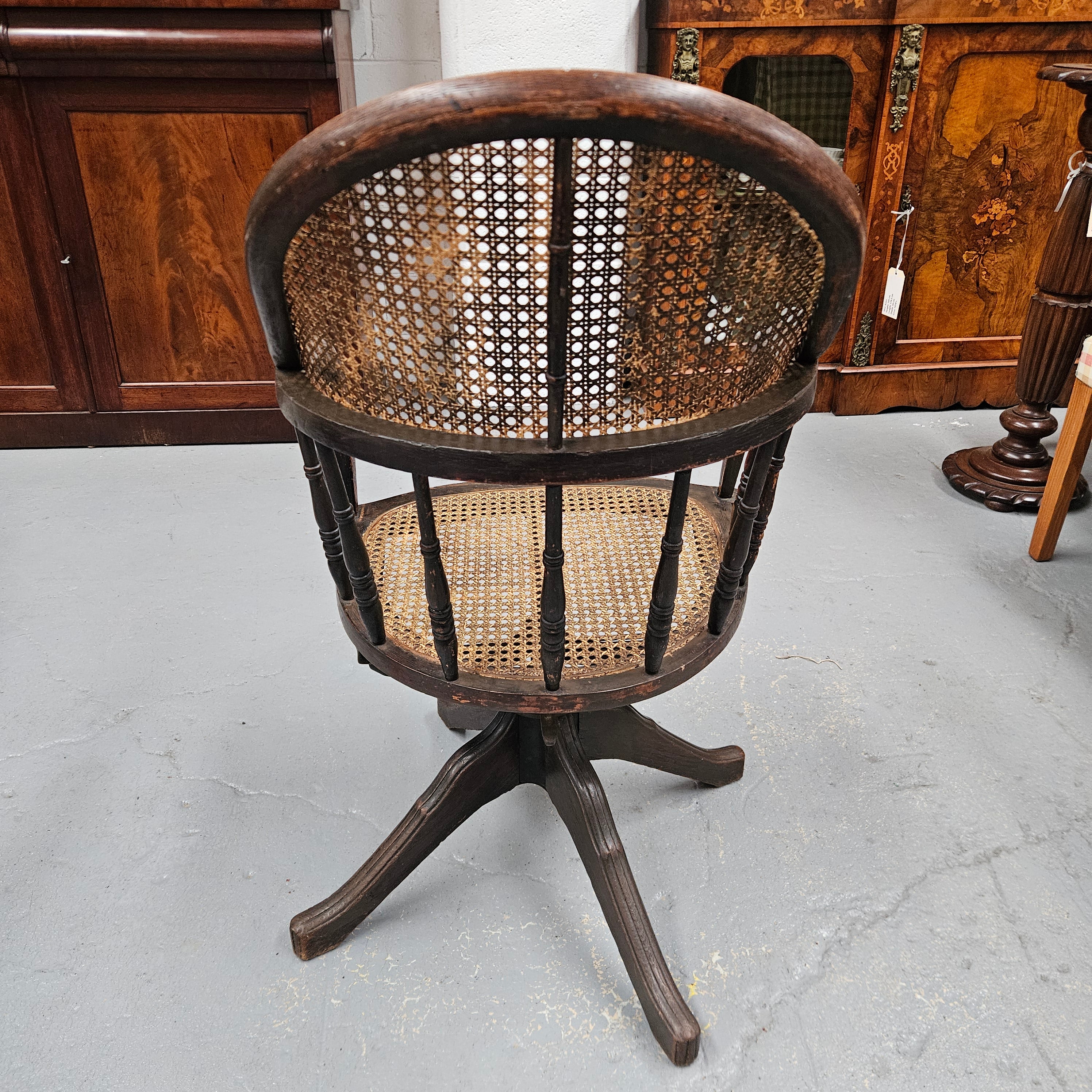 Antique Cane & Oak Office Desk Chair | Antique & Vintage | Moonee Ponds Antiques | Australia Wide Delivery