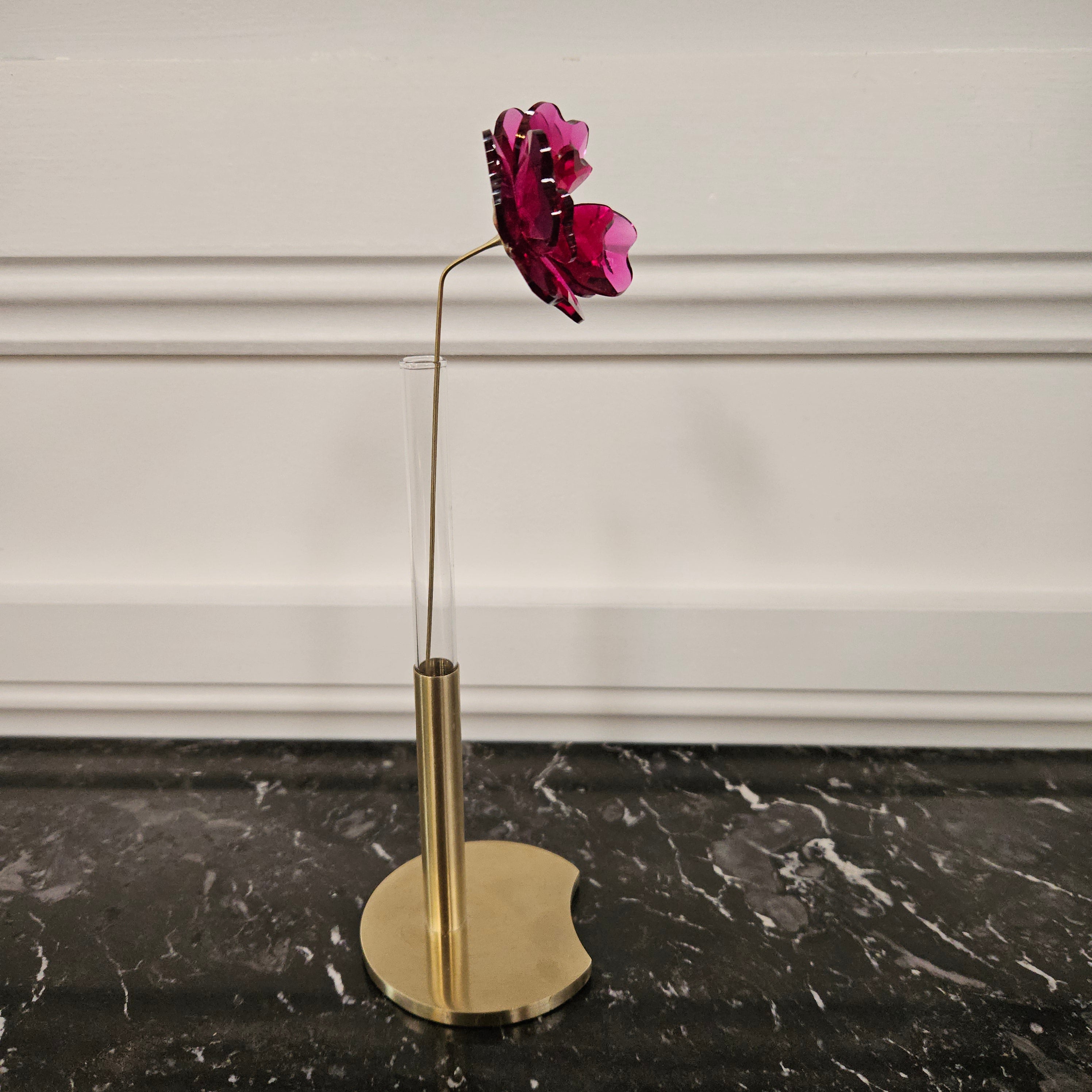 Swarovski Garden Tales Single Gold Tone Vase and Red Rose Flower | Antique & Vintage | Moonee Ponds Antiques | Australia Wide Delivery
