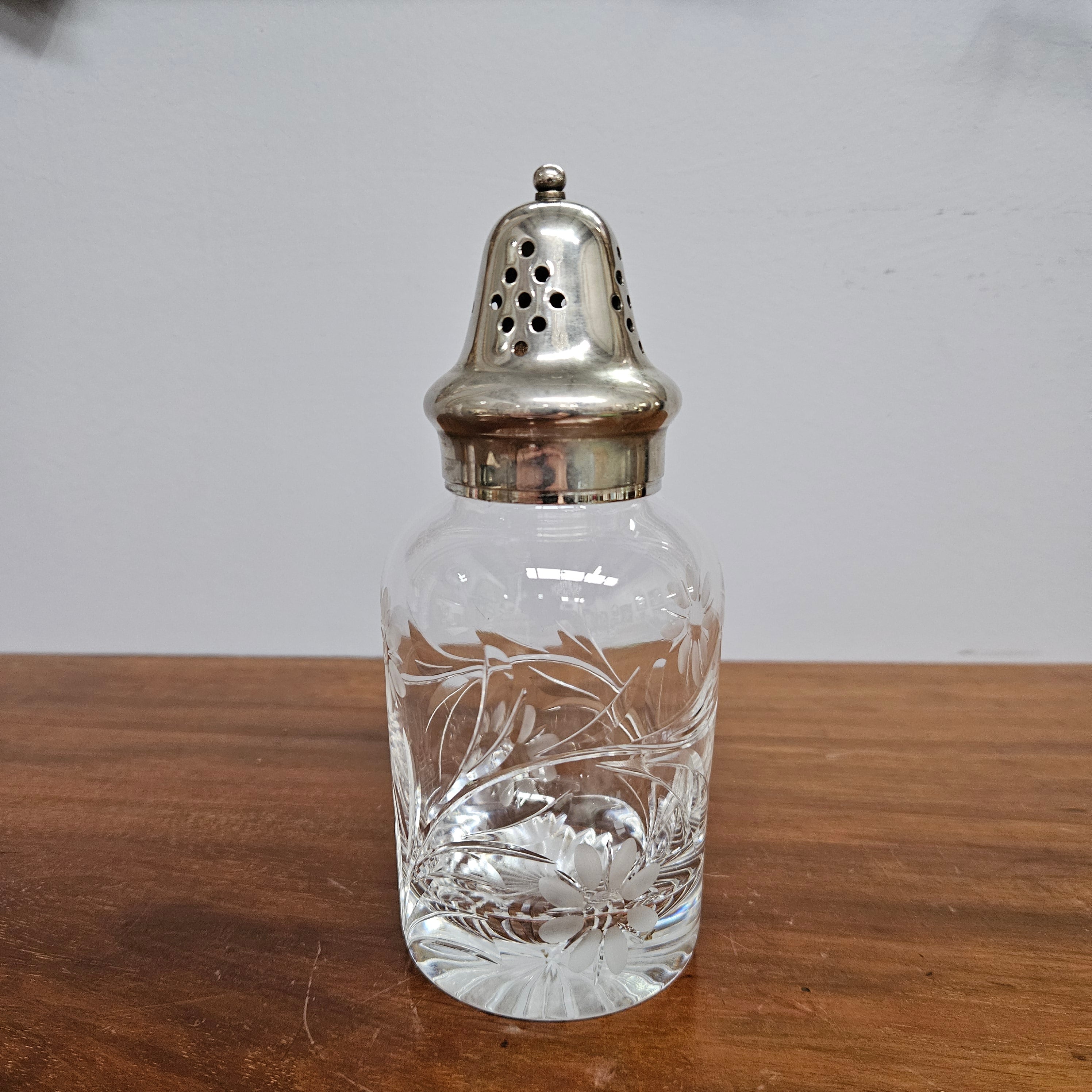 Vintage "Stuart" Cut Crystal & Silver Plated Sugar Shaker