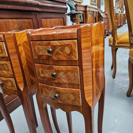 Miniature Pair of Marquetry Inlaid Louis XV Style Bedsides