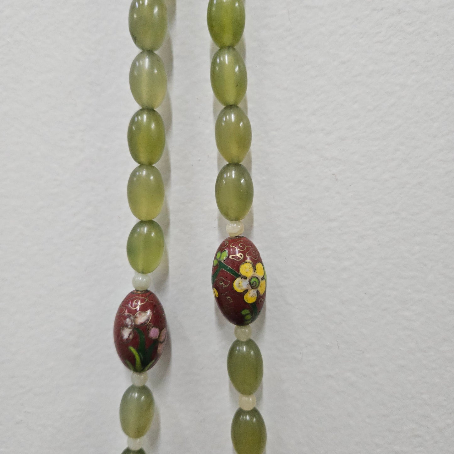 Antique Jade & Cloisonne Necklace