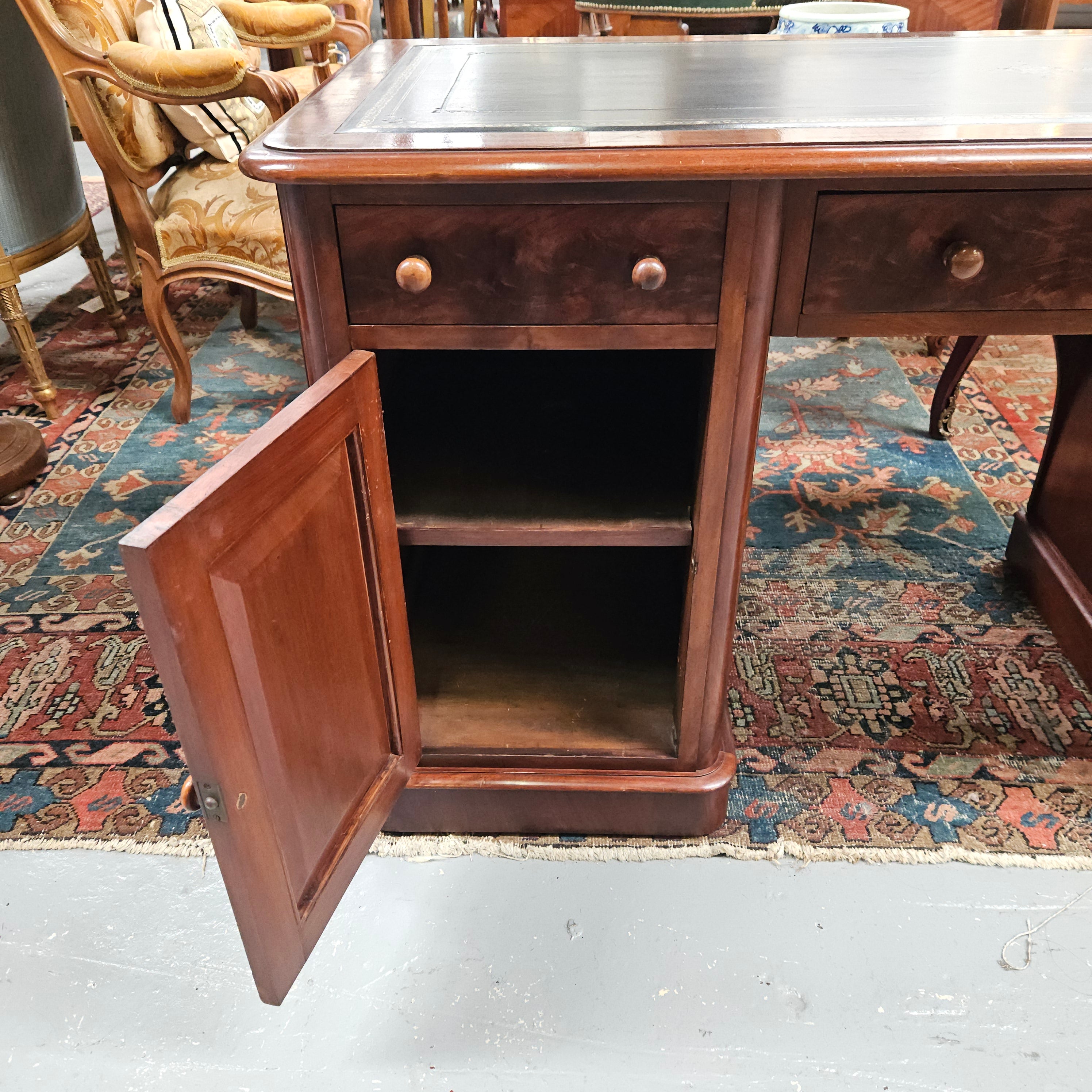 Mid Victorian Leather Top Mahogany Desk | Antique & Vintage | Moonee Ponds Antiques | Australia Wide Delivery