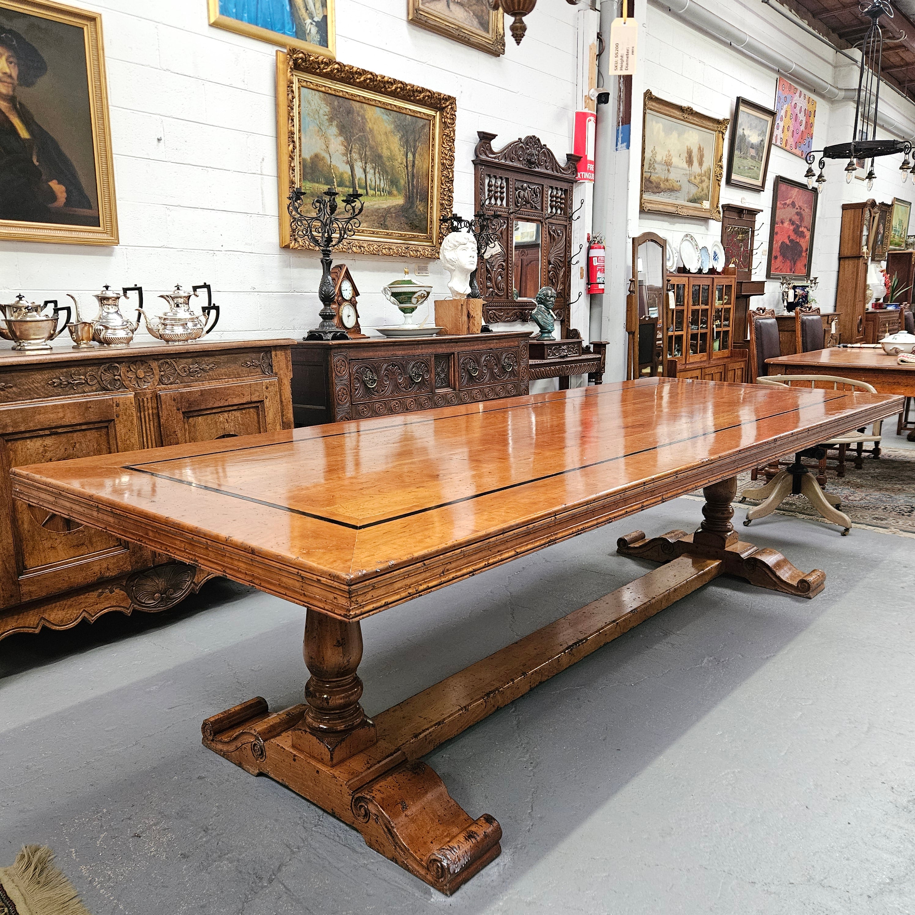 Vintage Three Metre Cherry Wood Farmhouse Style Table | Antique & Vintage | Moonee Ponds Antiques | Australia Wide Delivery
