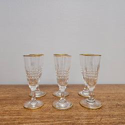 Set Of 6 Stemmed Crystal Liqueur Glasses | Antique & Vintage | Moonee Ponds Antiques | Australia Wide Delivery