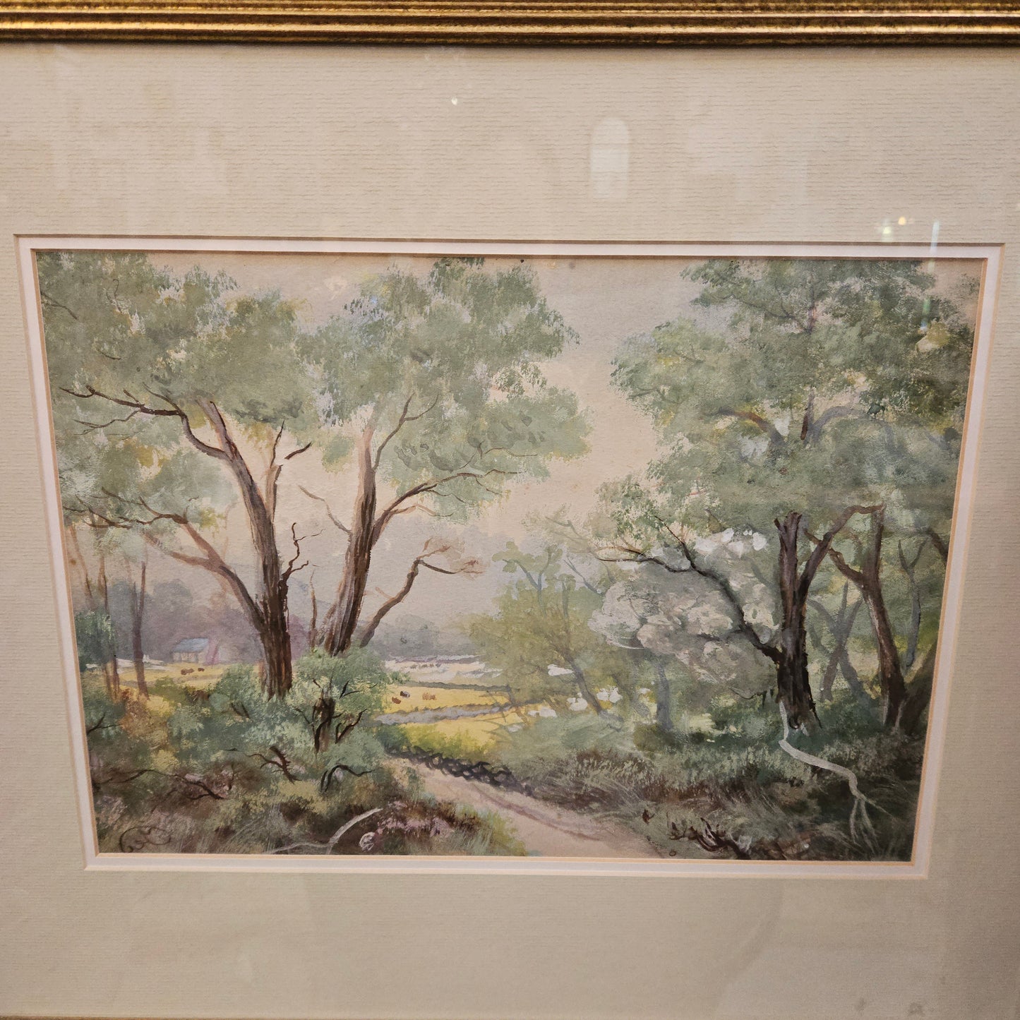 Water Colour of Country Scene Framed