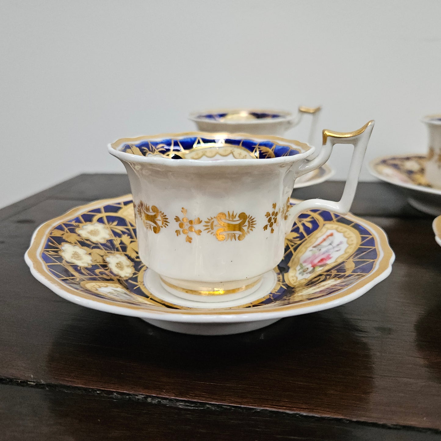 Ridgway Regency Period 6 Hand Painted & Gilded Cups & Saucers