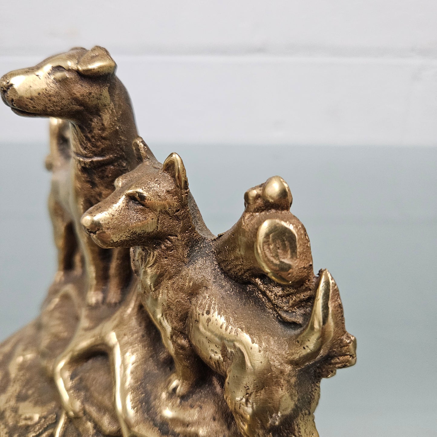 Vintage Brass Dogs Bookend