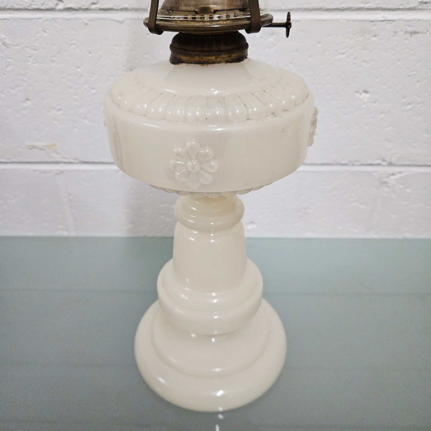 Antique Milk Glass Kero Lamp