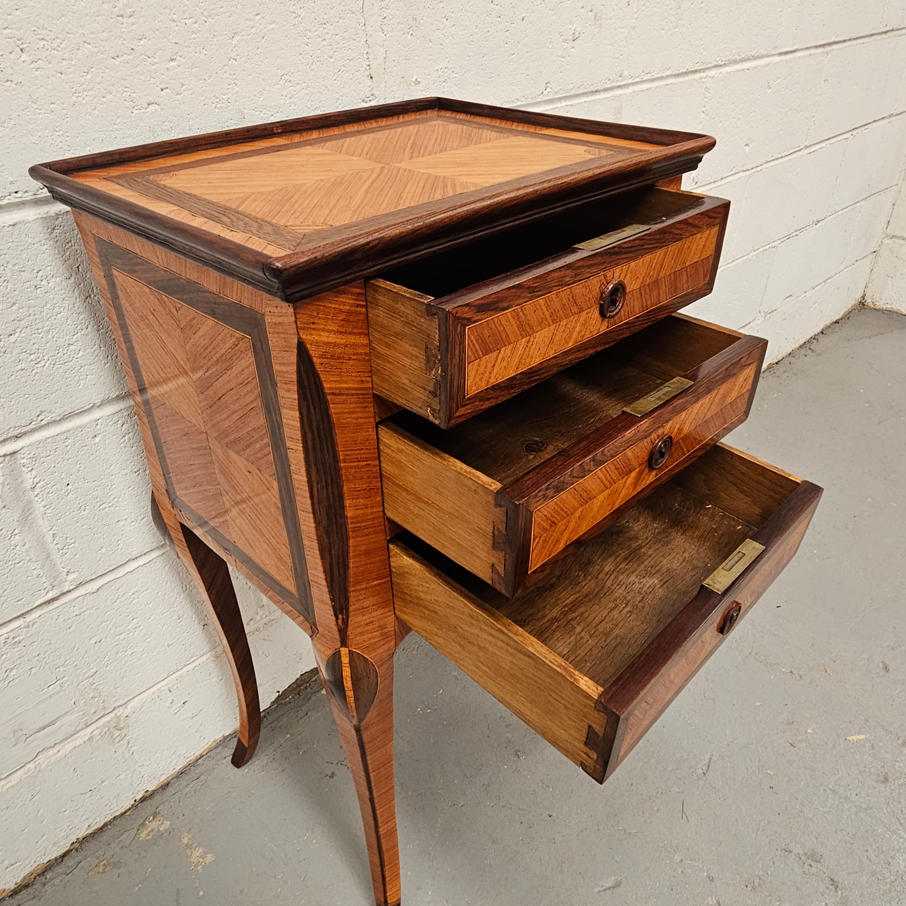 French Louis XVth Rosewood & Kingwood Side Table/Sewing Table | Antique & Vintage | Moonee Ponds Antiques | Australia Wide Delivery