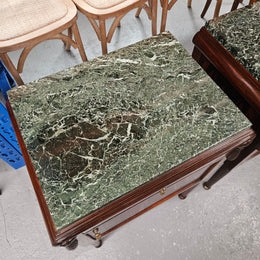 Elegant Pair of French Art Deco Marble Top Bedsides