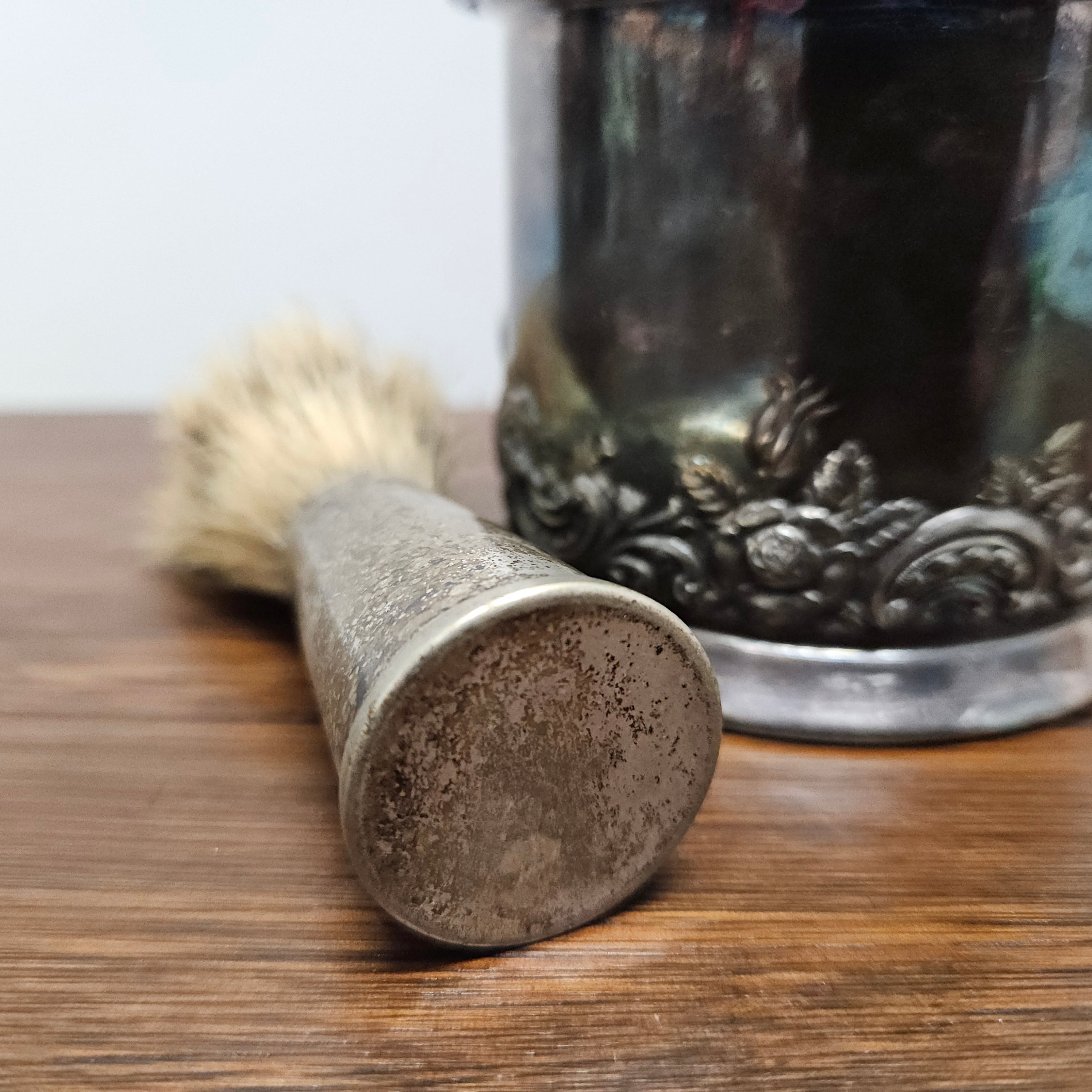 Antique USA Wilcox Silver Plate Co. Shaving Mug & Brush | Antique & Vintage | Moonee Ponds Antiques | Australia Wide Delivery
