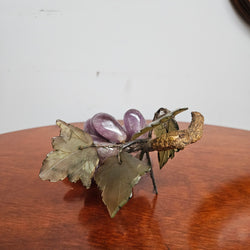 Vintage Cluster Of Amethyst And Jade Grapes And Leaves