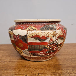 Antique Satsuma Hand Painted Jardiniere Pot