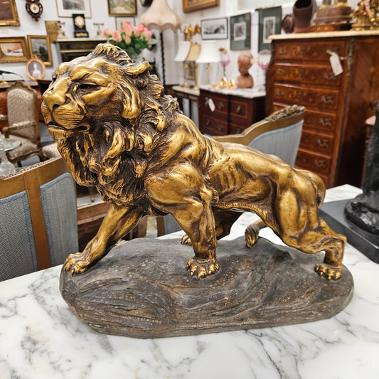 Antique Gilded Terracotta Signed Sculpture