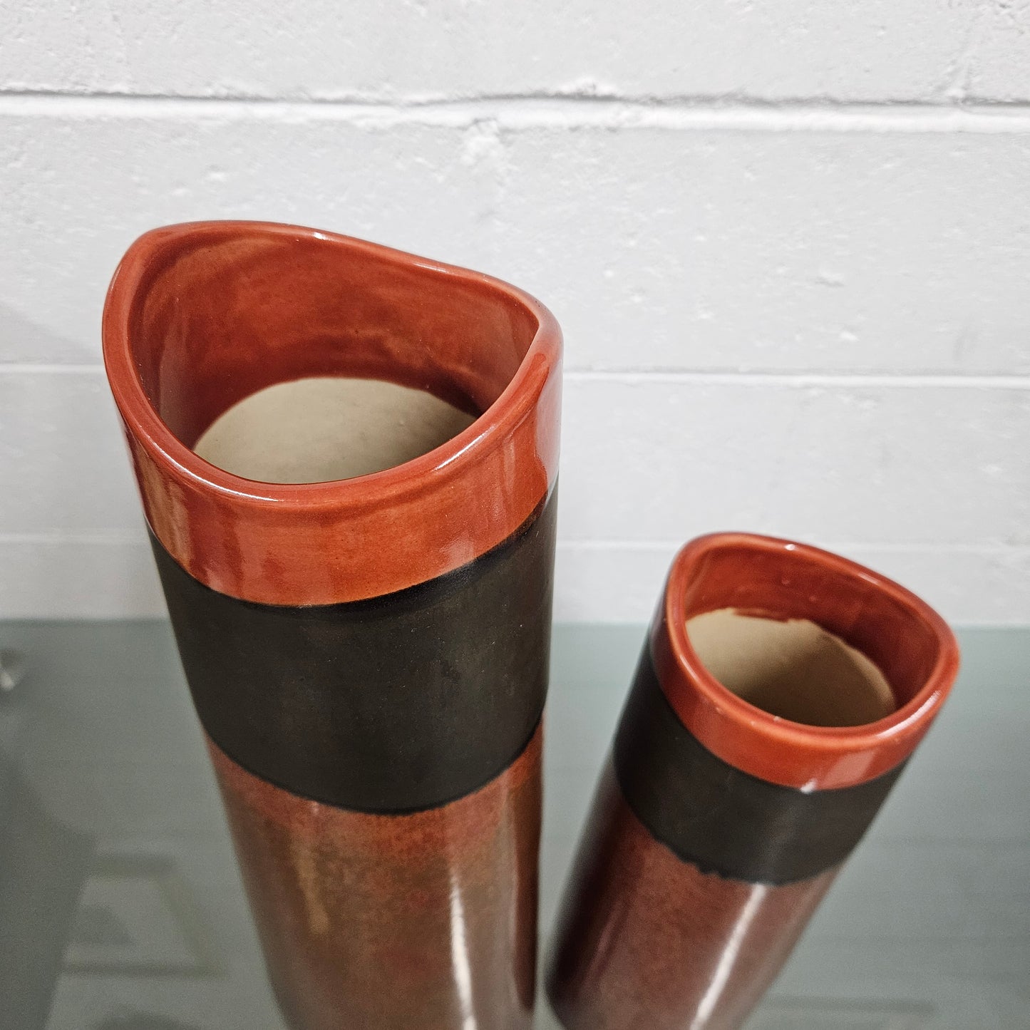 Pair of Tall Pottery Hand Made Vases