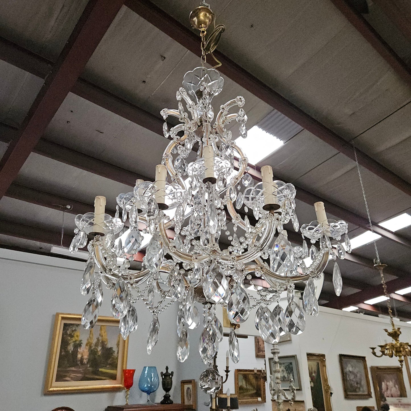 French Parisian Crystal 12 Arm Chandelier