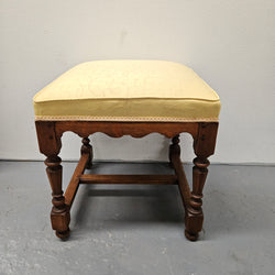 French Oak Footstool With Yellow Upholstery | Antique & Vintage | Moonee Ponds Antiques | Australia Wide Delivery