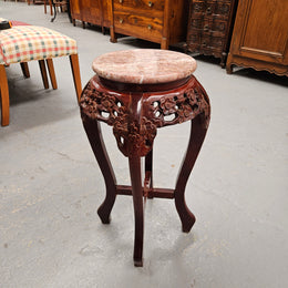 Vintage Marble Top Chinese Pedestal