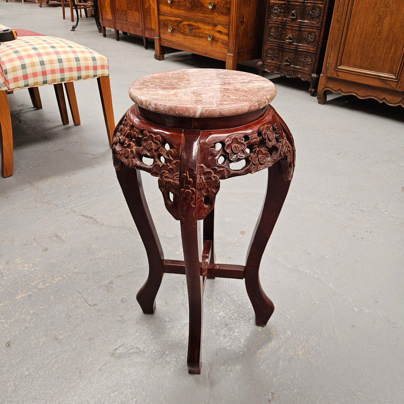 Vintage Marble Top Chinese Pedestal