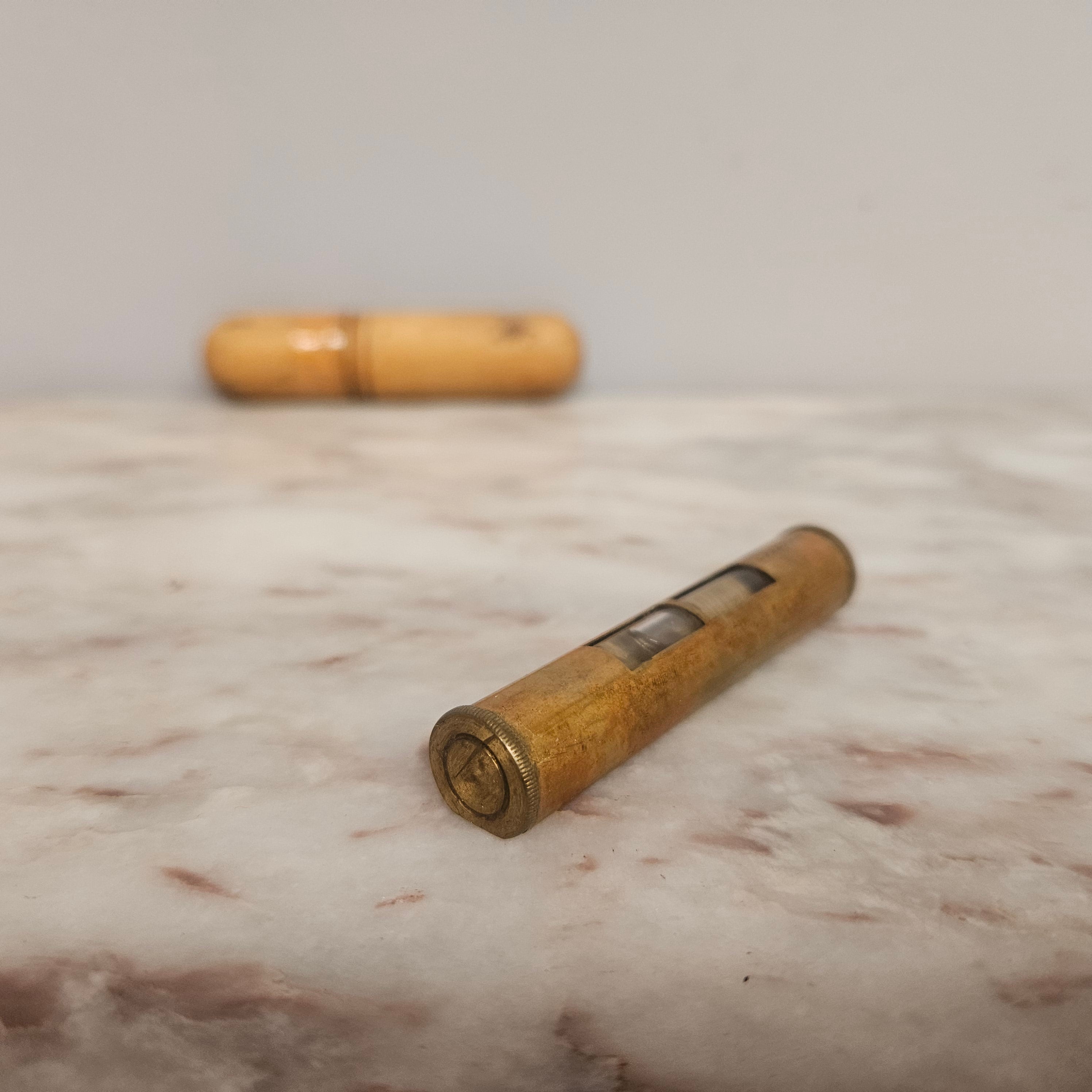 Vintage Brass Level In Treen Cover | Antique & Vintage | Moonee Ponds Antiques | Australia Wide Delivery