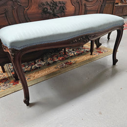 Louis XVth Style Walnut Upholstered Bedroom Stool